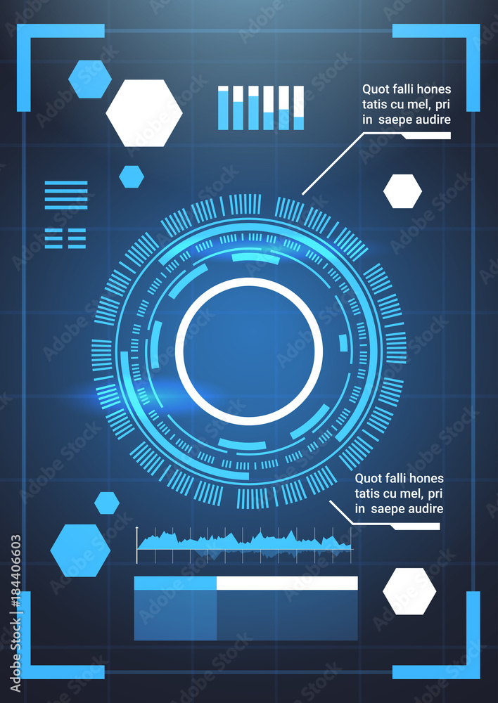 Poster set of modern futuristic infographic elements technology abstract background template charts and gra