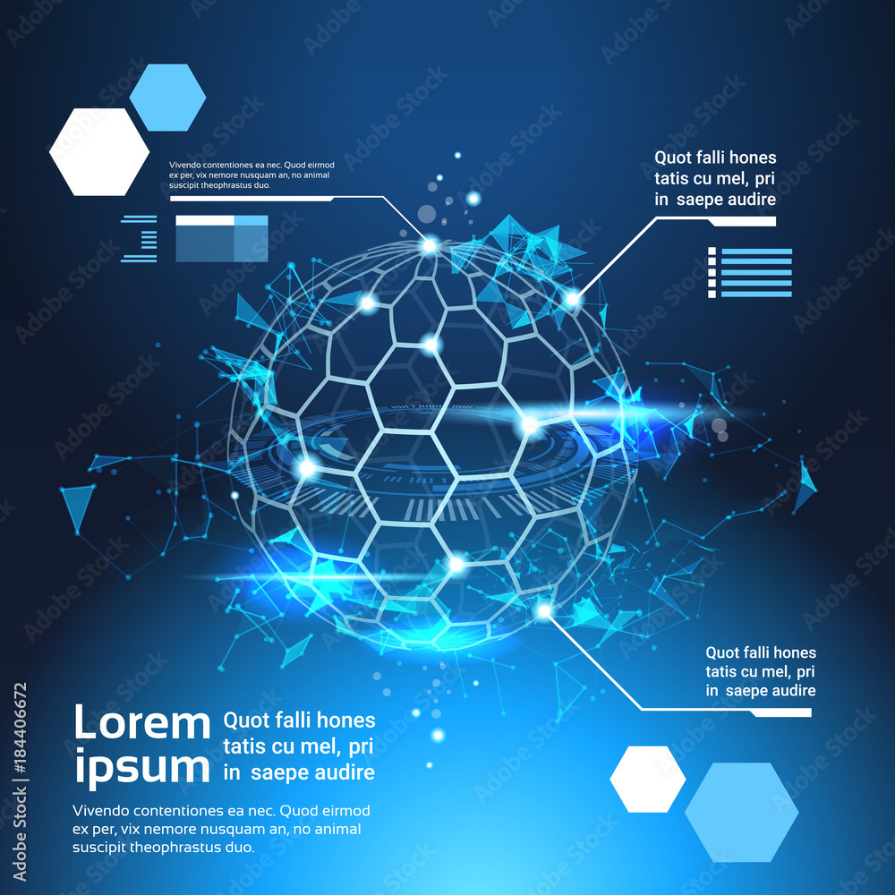Poster set of infographic elements world map globe tech abstract background template banner with copy space