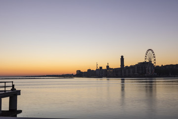 Fototapeta na wymiar Skyline in Bari, Italy, Dawn