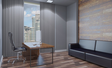 Modern office Cabinet. Meeting room. 3D rendering.
