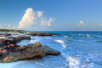Idyllic beach of Caribbean Sea in Mexico
