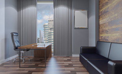 Modern meeting room. 3D rendering. Empty picture