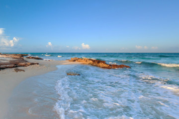 Idyllic beach of Caribbean Sea in Mexico