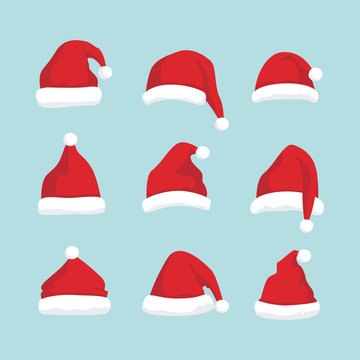 Set of santa hats vector