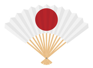 japan flag on fan on a white background