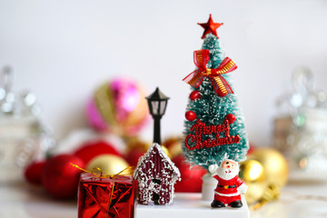 Colorful Christmas characters and decorations