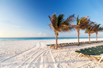 Idyllic beach at the Caribbean sea of Mexico