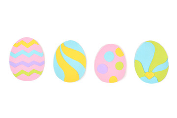 Easter eggs paper cut on white background - isolated