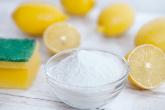Baking soda and lemon, natural eco cleaners