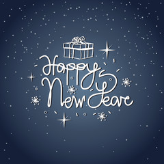 Happy New Year Icon Calligraphic Text Design Holiday Postcard Decoration Vector Illustraion