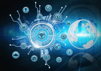 World business icons and interface