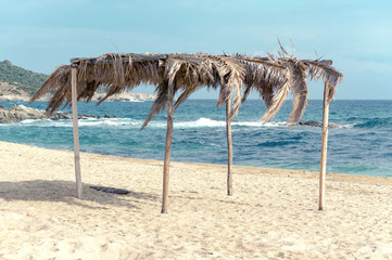 Empty beach, ocean wave and sandy beach