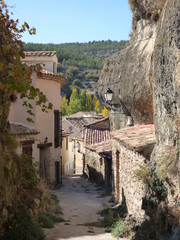 Fototapeta na wymiar Palomera en Cuenca. Pueblo de Castilla la Mancha (España)