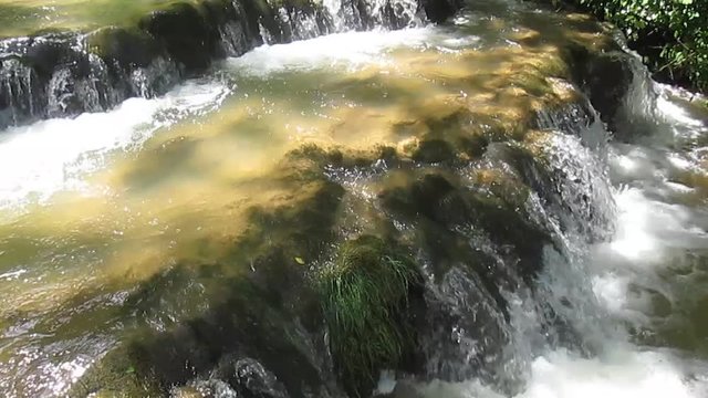 Jura waterfall and bassins, in Baumes les Messieurs, near chateau Chalon