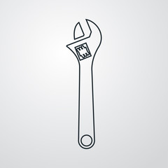 Icono plano linea llave inglesa en fondo degradado