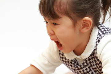 幼児(3歳児)の泣き顔 (白バック)