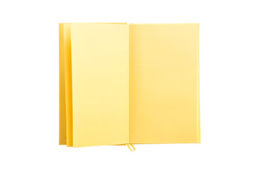 empty(blank) yellow book spread isolated on the white background.