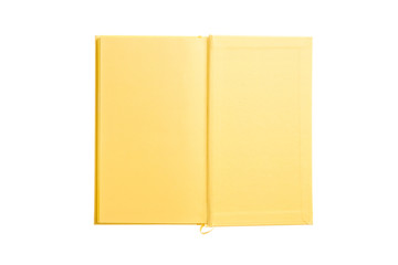 empty(blank) yellow book spread isolated on the white background.