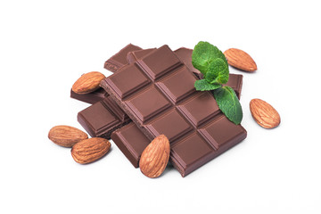 tasty chocolate bar with nuts isolated