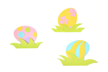 Easter eggs paper cut on white background - isolated