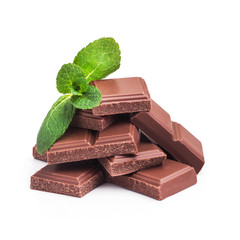 tasty chocolate bar with green mint