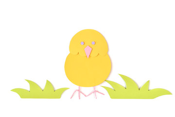 Chicken paper cut on white background - isolated