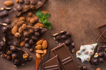tasty chocolate bars with nuts