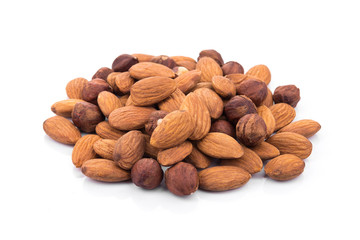 Pile of almond nuts isolated