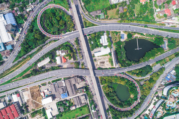 Expressway cross road aerial view day time