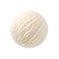 Creamy vanilla ice cream scoop, white chocolate milk ice-cream ball