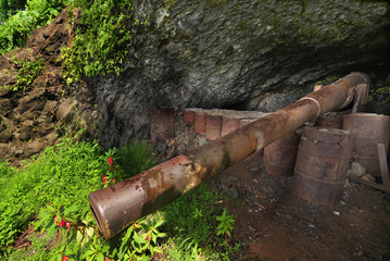 Japanese cannon from the period of the Second World War on the Micronesian Chuuk island
