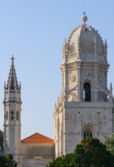 Fototapeta na wymiar Jeronimos monastery in Belem, Lisbon, Portugal. Manueline style. UNESCO World Heritage