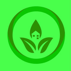 eco house green leaves logo vector design