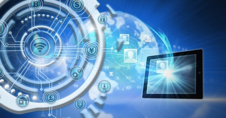 World earth futuristic business icons technology interface and