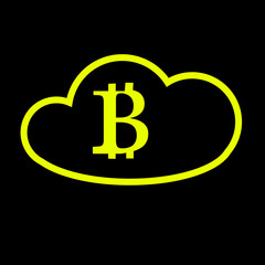 Yellow bitcoin cloud vector design