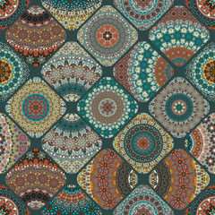 Seamless pattern. Vintage decorative elements. Hand drawn background. Islam, Arabic, Indian, ottoman motifs. Perfect for printing on fabric or paper.