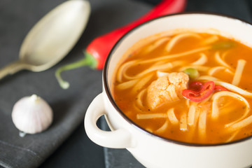 Tomato soup with chili pepper and garlic