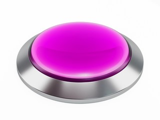 3d purple  shiny button. Round glass web icons with chrome frame on white background. 3d illustration