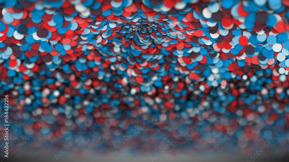 Poster a huge number of particles of different colors comes out of the point. abstract background.