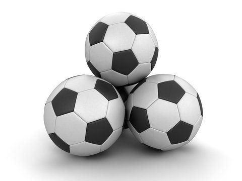 Pile of Soccer footballs. Image with clipping path