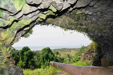 Japanese cannon from the period of the Second World War on the Micronesian Chuuk island
