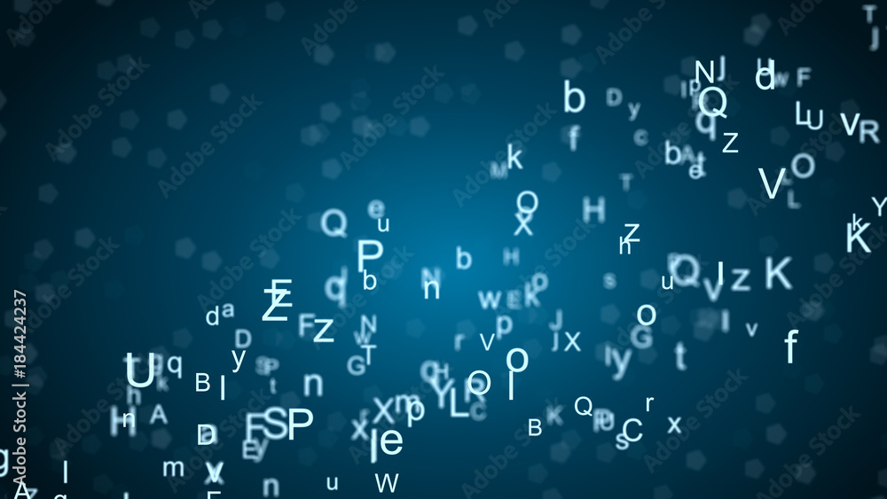 Poster image of abstract network with letters