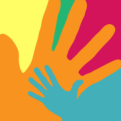 Family. Child and parent’s hands, vector