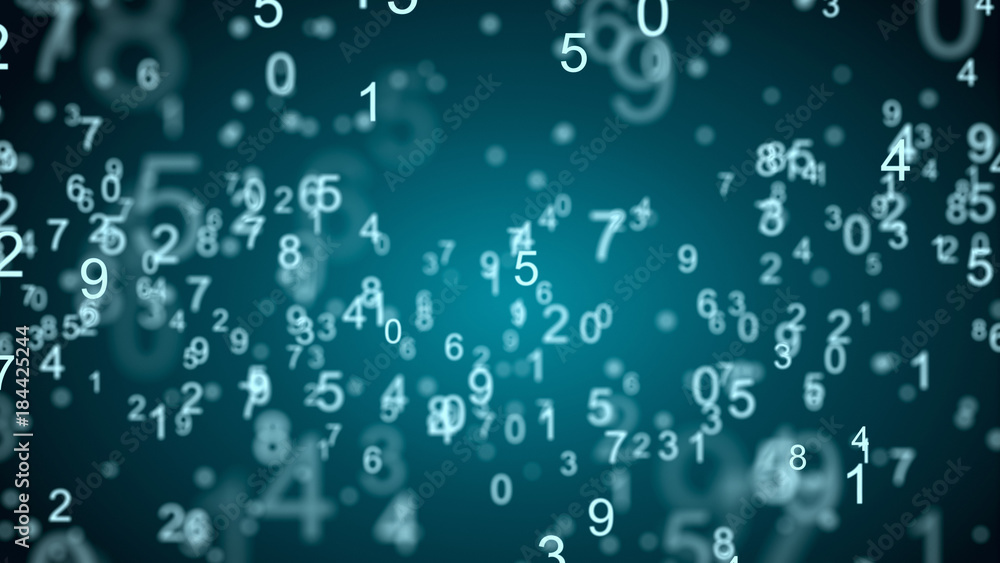 Fototapete Image of Abstract network with digits