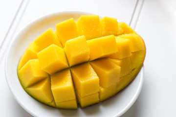 white table overhead view fresh ripe spring summer fruit variety pineapple banana apple berries mango