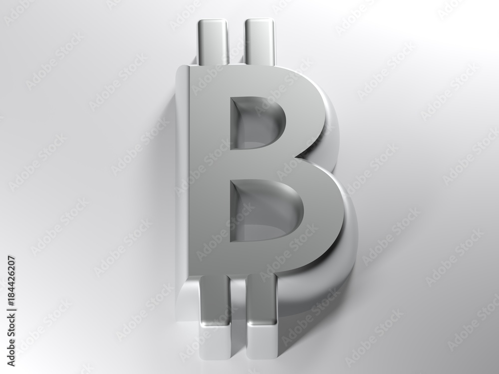 Aufkleber symbol of bitcoin chrome 3d - 3d rendering