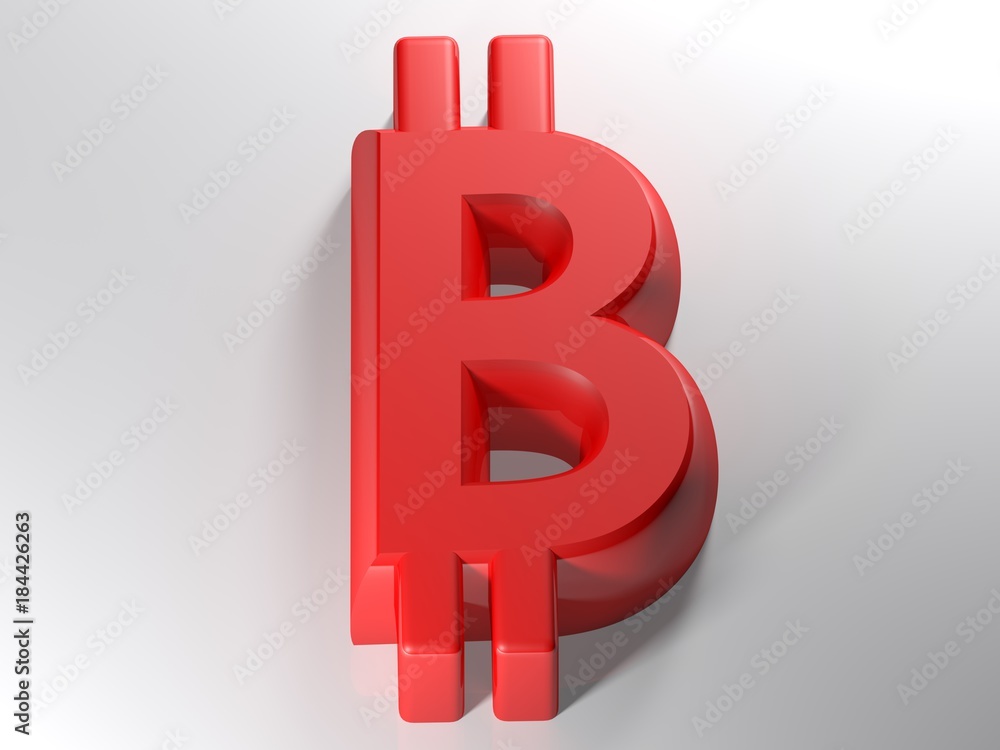 Aufkleber symbol of bitcoin red 3d - 3d rendering