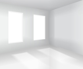 Empty white room interior. Vector illustration