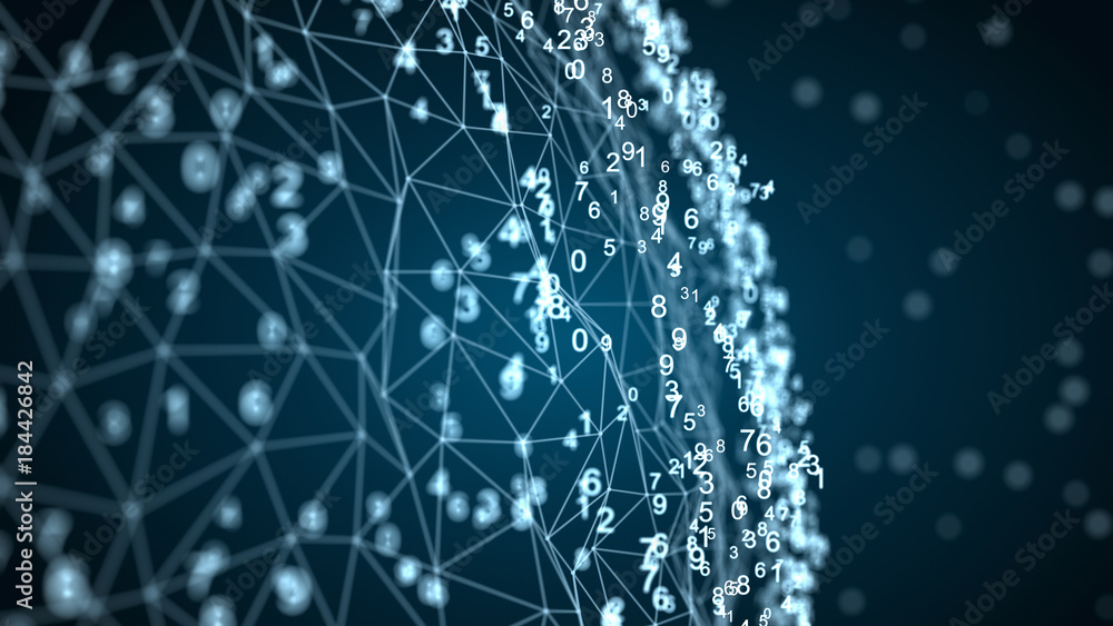 Poster image of abstract network with digits