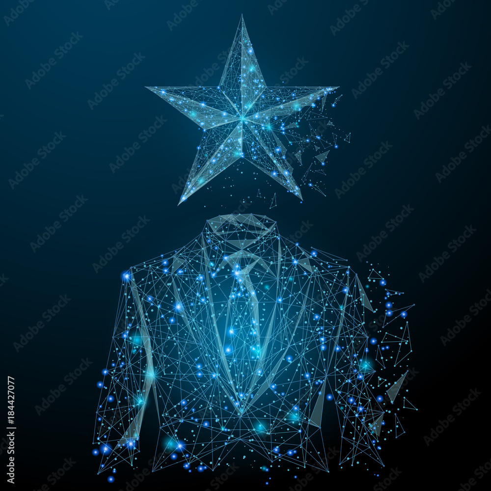 Canvas Prints abstract image of businessman in suit with star in the form of a starry sky or space, consisting of 